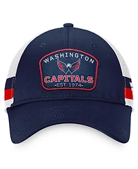 Men's Fanatics Navy, White Washington Capitals Fundamental Striped Trucker Adjustable Hat