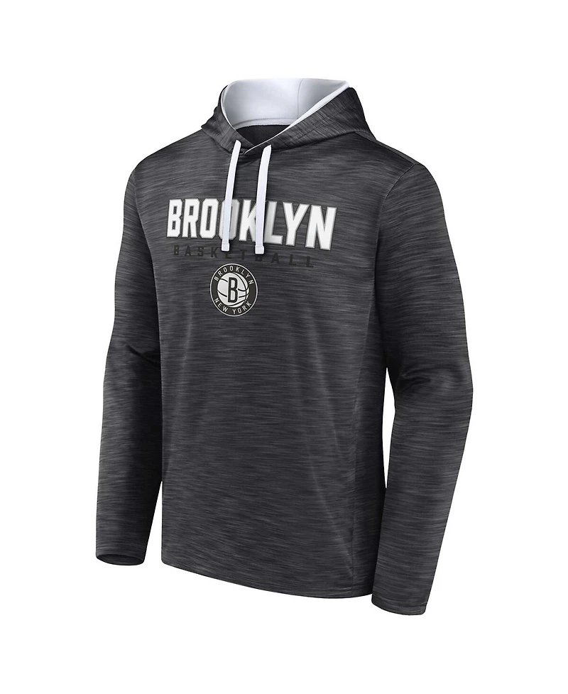Men's Fanatics Heather Charcoal Brooklyn Nets Fast Break Pullover Hoodie