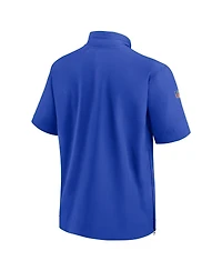 Men's Nike Royal Los Angeles Rams Sideline Coach Short Sleeve Hoodie Quarter-Zip Jacket