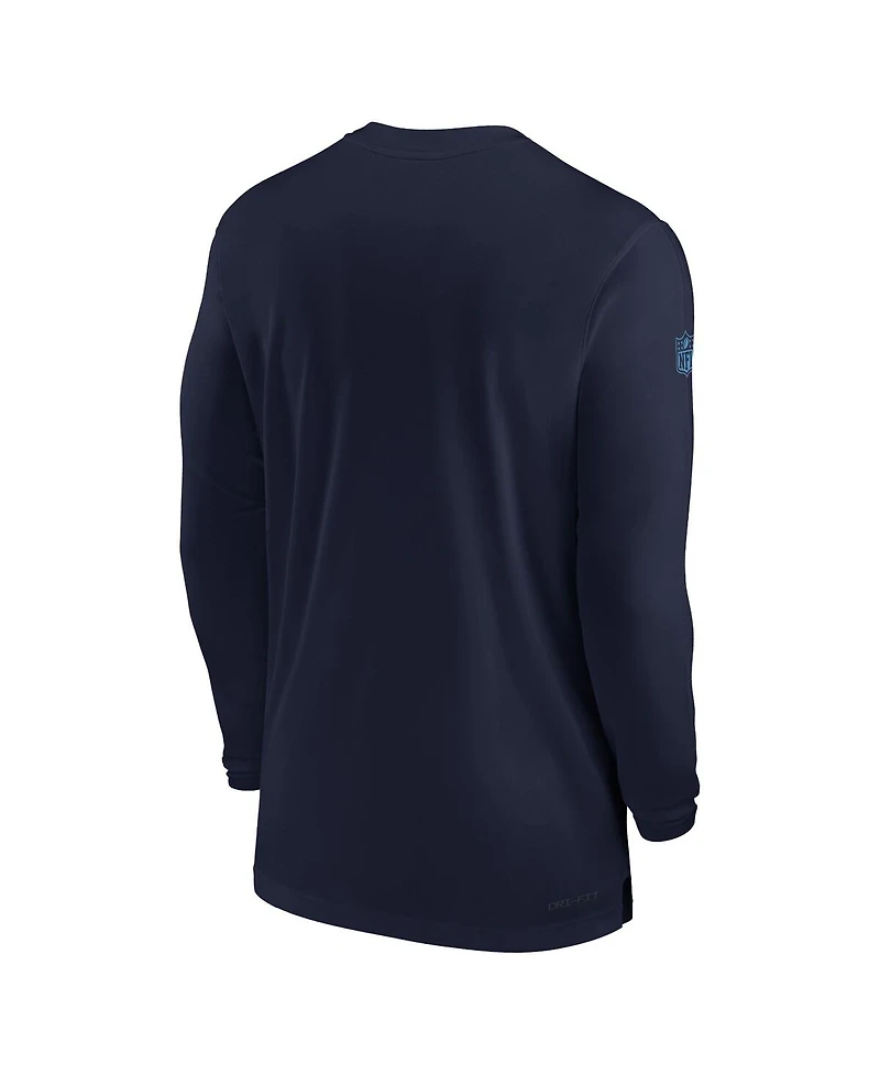 Men's Nike Navy Tennessee Titans Sideline Coach Performance Long Sleeve T-shirt
