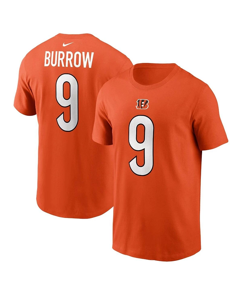 Men's Nike Joe Burrow Orange Cincinnati Bengals Player Name and Number T-shirt