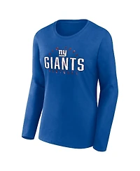 Women's Fanatics Royal New York Giants Plus Foiled Play Long Sleeve T-shirt
