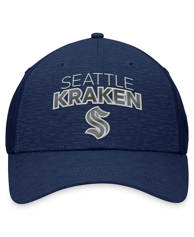Men's Fanatics Deep Sea Blue Seattle Kraken Authentic Pro Road Stack Logo Flex Hat