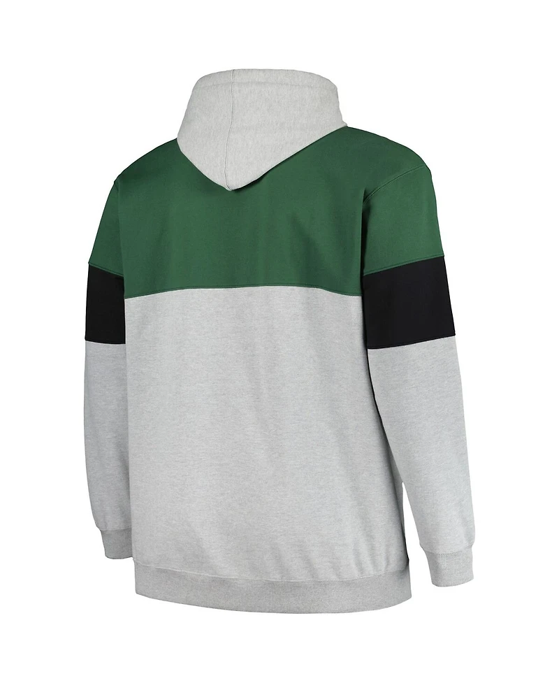 Men's Fanatics Hunter Green, Black Milwaukee Bucks Big and Tall Pullover Hoodie