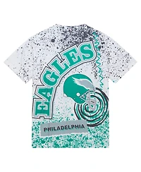 Men's Mitchell & Ness White Philadelphia Eagles Big and Tall Allover Print T-shirt