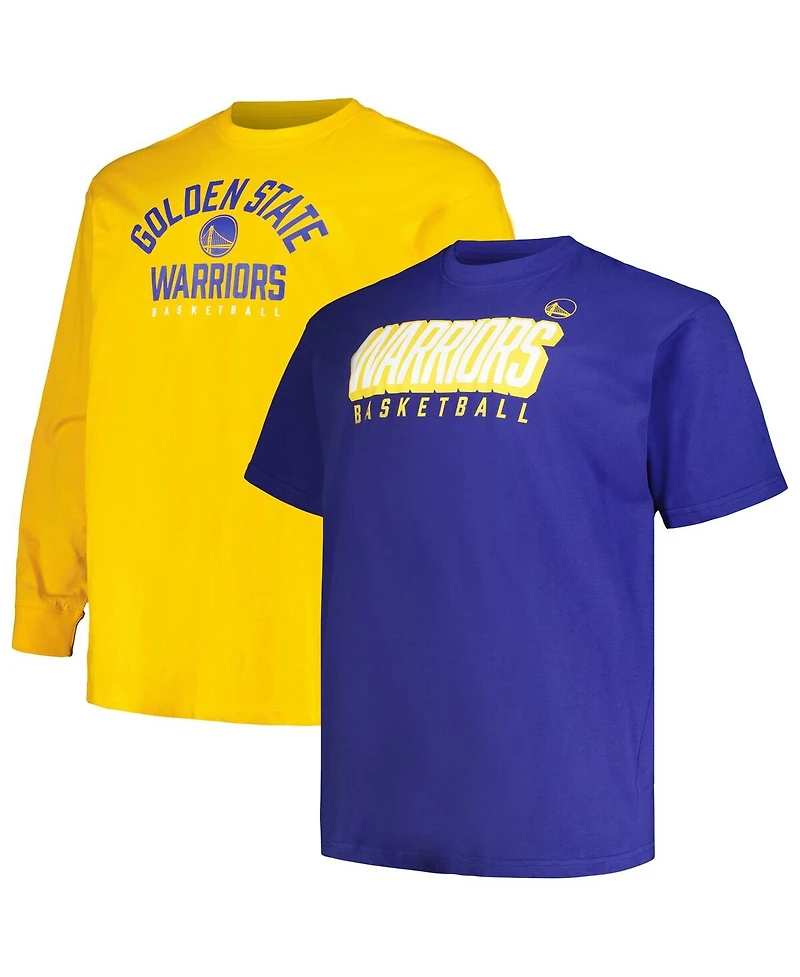 Men's Fanatics Royal, Gold Golden State Warriors Big and Tall Short Sleeve Long T-shirt Set