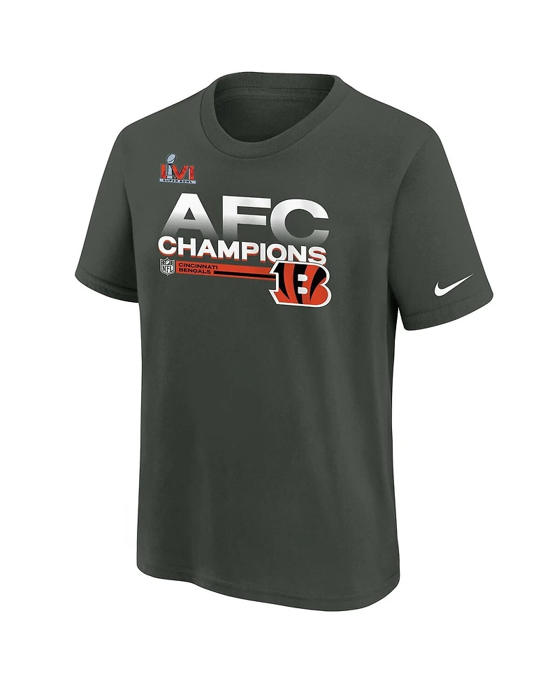 Big Boys Nike Anthracite Cincinnati Bengals 2021 Afc Champions Locker Room Trophy Collection T-shirt