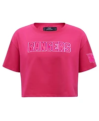 Women's Pro Standard New York Rangers Triple Pink Cropped Boxy T-shirt