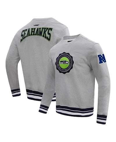 Men's Pro Standard Heather Gray Seattle Seahawks Crest Emblem Pullover Sweatshirt