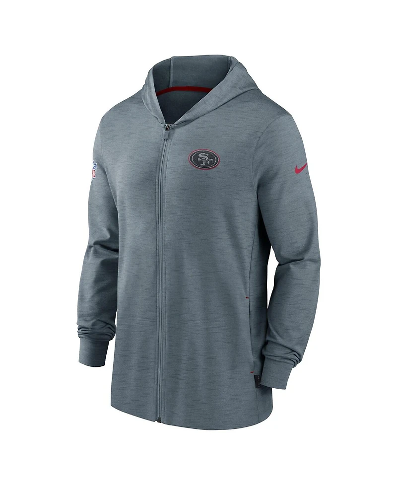 Men's Nike Heather Gray San Francisco 49ers Sideline Team Pop Full-Zip Hoodie Jacket