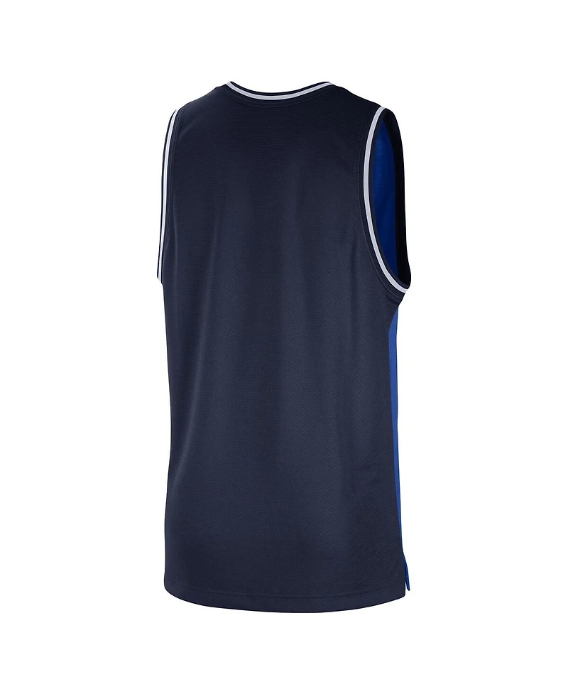 Men's Nike Blue, Navy Dallas Mavericks Courtside Versus Force Split Dna Performance Mesh Tank Top