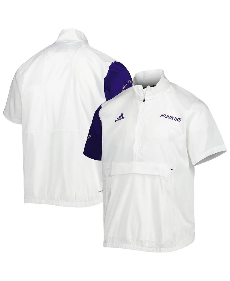 Men's adidas White Washington Huskies M Stm Aeroready Quarter-Zip Jacket