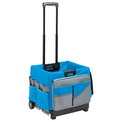ECR4Kids Universal Rolling Cart with Canvas Organizer Bag, Blue/Grey, 1