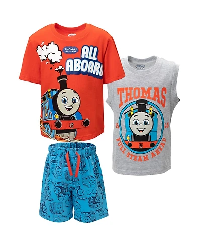 Thomas & Friends Toddler Boys Tank Engine 3 Piece Outfit Set: T-Shirt Top Shorts - Toddler|Child