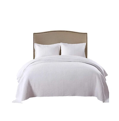 MarCielo 100% White Cotton Quilt Bedspread Set B33 - Queen