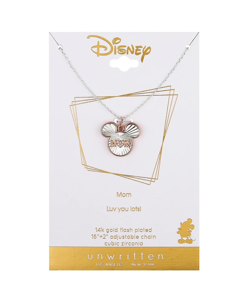 Disney Cubic Zirconia Heart Mickey Mouse Mom Pendant Necklace