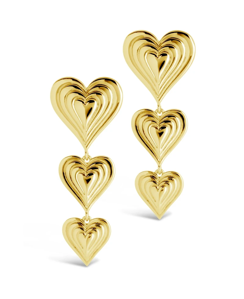 Sterling Forever Silver-Tone or Gold-Tone Beating Heart Drop Studs