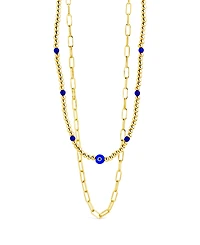 Sterling Forever Gold-Tone or Silver-Tone Blue Beaded Sibyl Layered Necklace