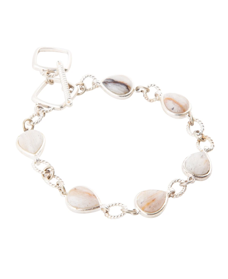 Barse Astro Genuine Wood Opal Teardrop Link Bracelet