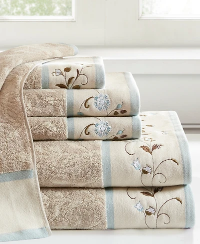 Madison Park Cotton 6-Pc. Embroidered Serene Jacquard Towel Set