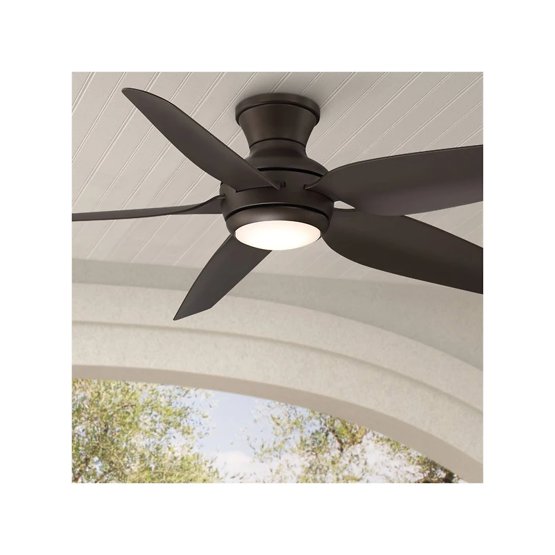 52" Casa Vieja Modern Industrial Hugger Indoor Outdoor Ceiling Fan with Led Light Remote Control Bronze Damp Rated for Patio Exterior House Home
