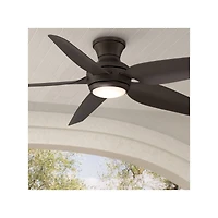 52" Casa Vieja Modern Industrial Hugger Indoor Outdoor Ceiling Fan with Led Light Remote Control Bronze Damp Rated for Patio Exterior House Home