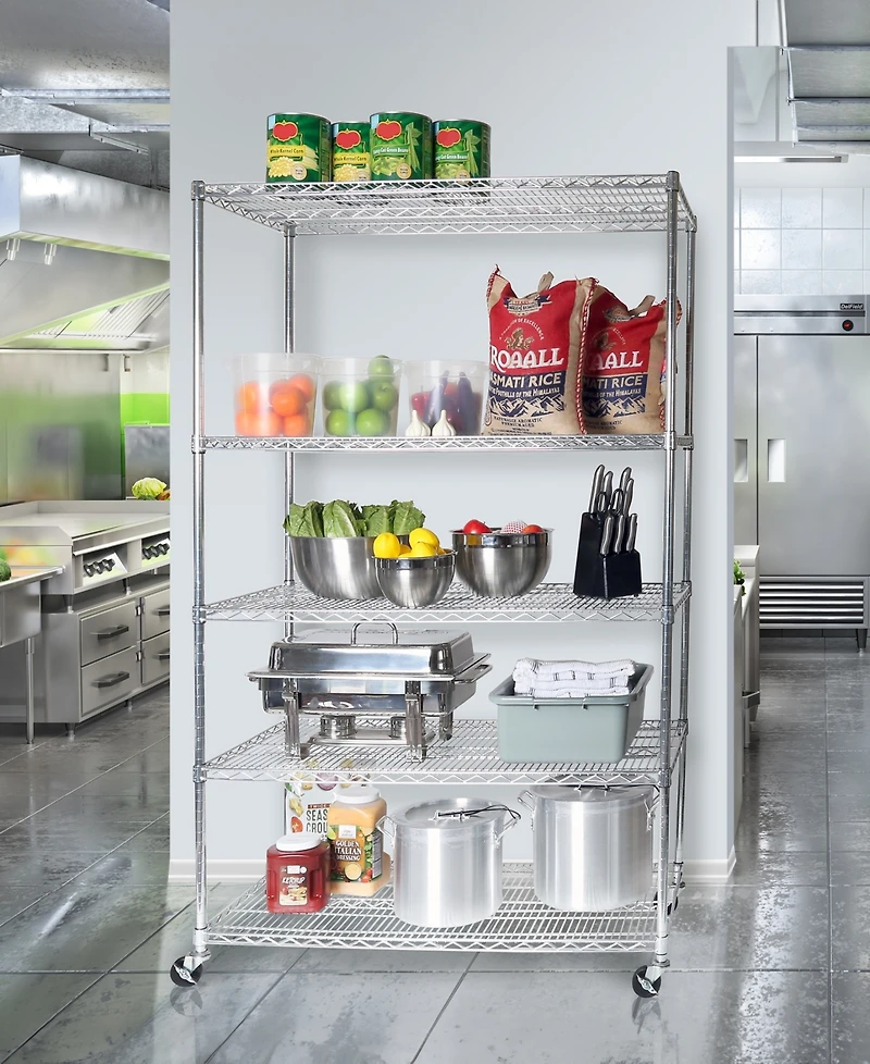 Seville Classics UltraDurable 5-Tier Nsf Steel Wire Shelving, 48" W x 24" D x 76" H