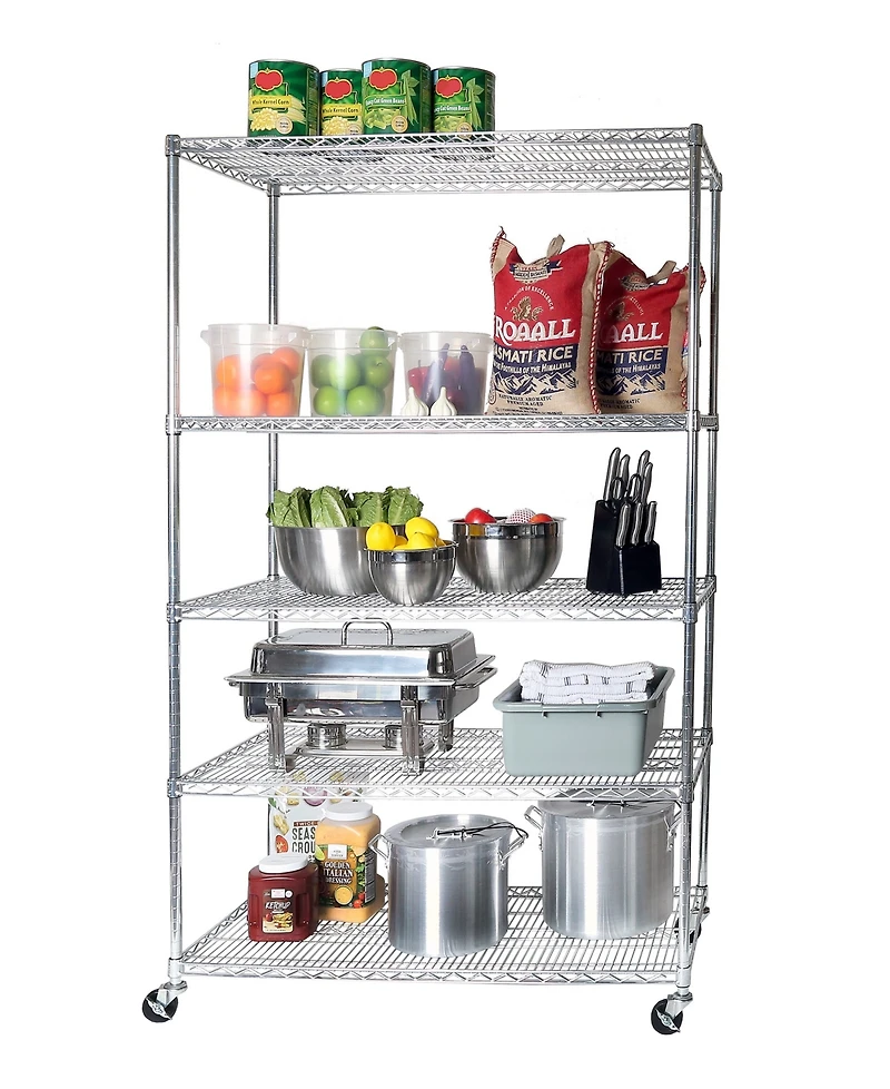 Seville Classics UltraDurable 5-Tier Nsf Steel Wire Shelving, 48" W x 24" D x 76" H