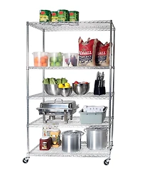 Seville Classics UltraDurable 5-Tier Nsf Steel Wire Shelving, 48" W x 24" D x 76" H