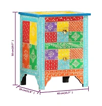 Hand Painted Bedside Cabinet 15.7"x11.8"x19.7" Solid Mango Wood