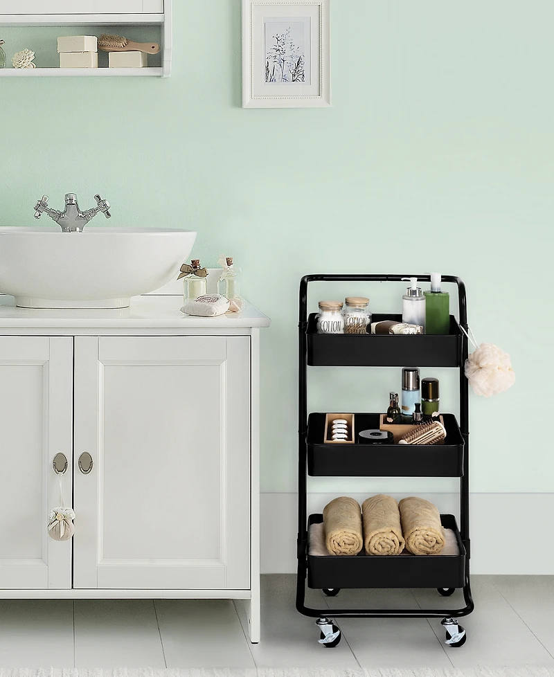 Seville Classics 3-Tier Steel Cart with Handle