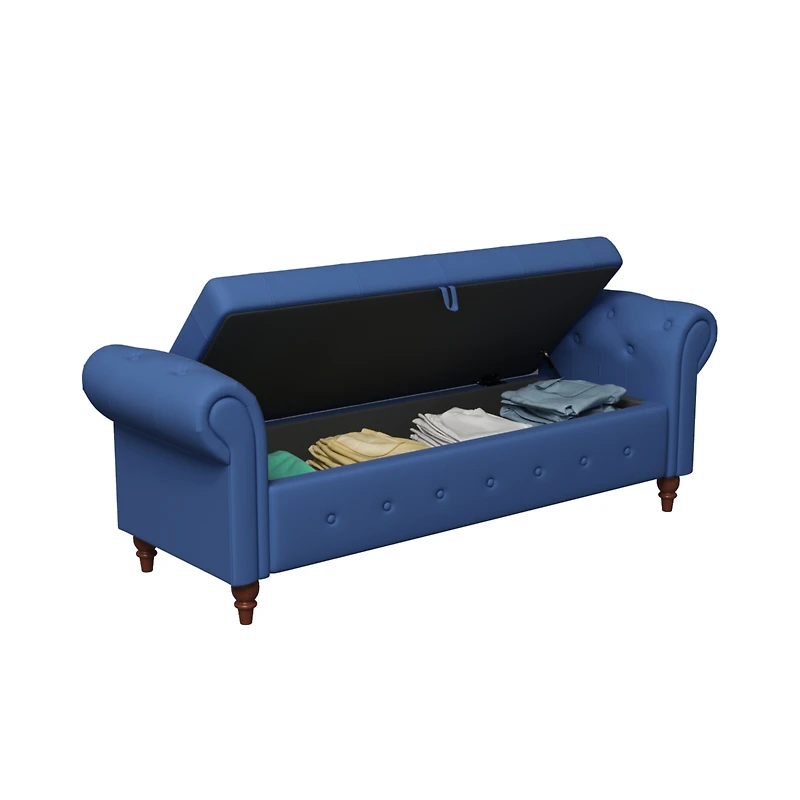Streamdale Furniture Bed Bench Navy Blue Fabric