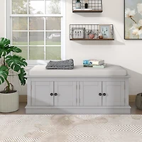 Streamdale 4-Door Storage Bench with Shelves and Cushion