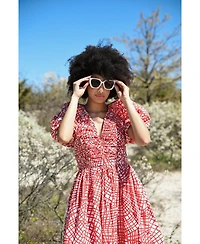 Jessie Zhao New York Red Gingham Taffeta Midi Dress