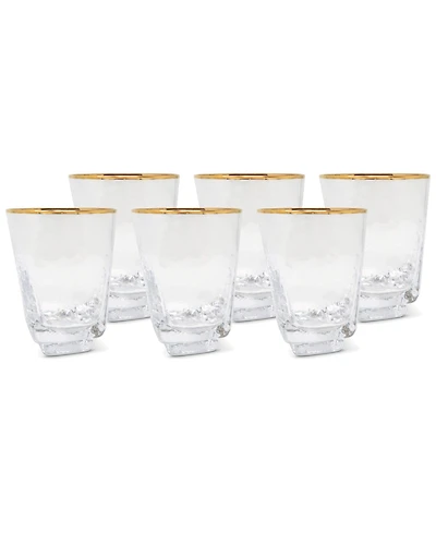 Vivience Square Shaped Rim Hammered Tumbler Glasses, Set of 6
