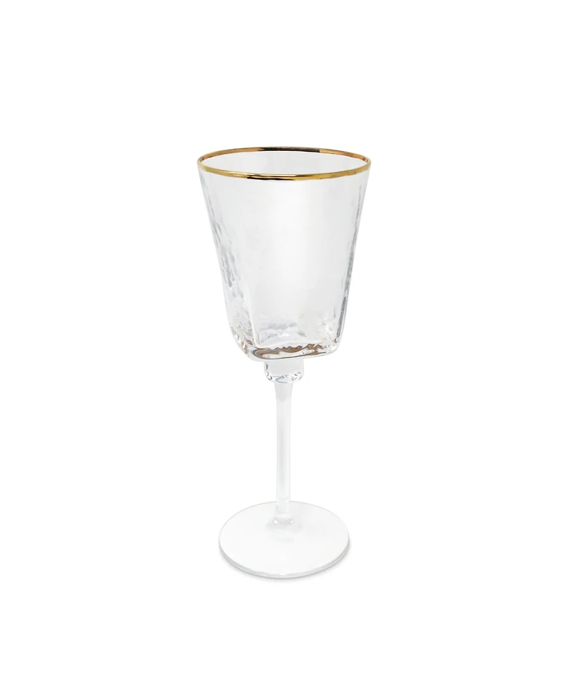 Vivience Square Shaped Rim Hammered Wine Glasses, Set of 6