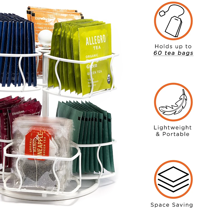 Sorbus Tea Bag 2 Tier Lazy Susan Organizer