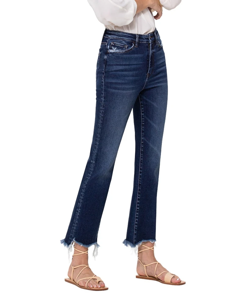 Vervet Women's Super High Rise Step Hem Ankle Flare Jeans