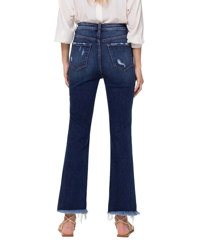 Vervet Women's Super High Rise Step Hem Ankle Flare Jeans