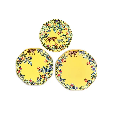 Jessie Zhao New York Amazon Rainforest Bone China Plates In Yellow, Set Of Three