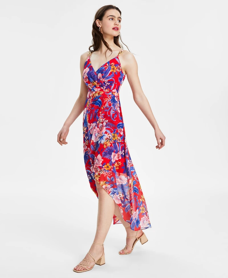Siena Women's Floral Print Sleeveless High-Low Maxi Dress