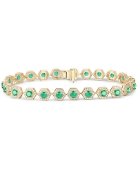 Gemstone & Diamond Halo Hexagon Flex Bracelet