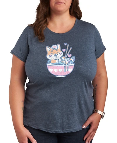 Hybrid Apparel Trendy Plus Cute Ramen Graphic Short Sleeve T-shirt