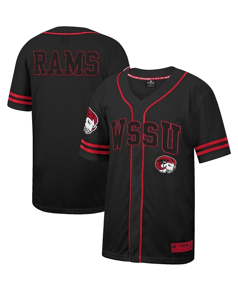 Men's Colosseum Black Winston-Salem State Rams Free Spirited Mesh Button-Up Baseball Jersey
