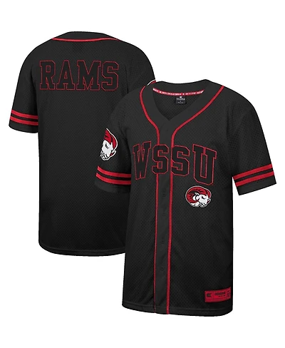 Men's Colosseum Black Winston-Salem State Rams Free Spirited Mesh Button-Up Baseball Jersey