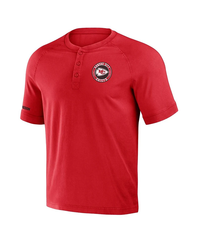 Men's Nfl x Darius Rucker Collection by Fanatics Red Kansas City Chiefs Washed Raglan Henley T-shirt