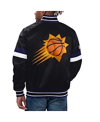 Men's Starter Black Phoenix Suns Home Game Satin Full-Snap Varsity Jacket