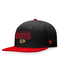Men's Fanatics Black, Red Chicago Blackhawks Fundamental Colorblocked Snapback Hat