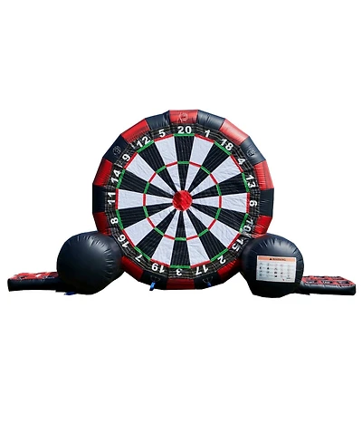 JumpOrange Inflatable Soccer Dart Game (with Blower), Kids and Adults, Commercial Grade, Rental Game, Hoop Shot Target, Toss Game, Outdoor Indoor, Blo