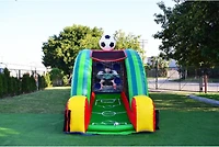 JumpOrange Inflatable Soccer Game (with Blower and Foam Soccer Ball), Kids and Adults, Commercial Grade, Rental Game, Kicking Target Holes, Outdoor In